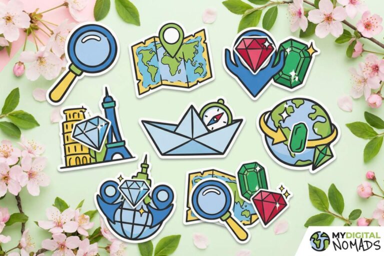 Graphic showing diverse people working remotely, representing unconventional remote gems.